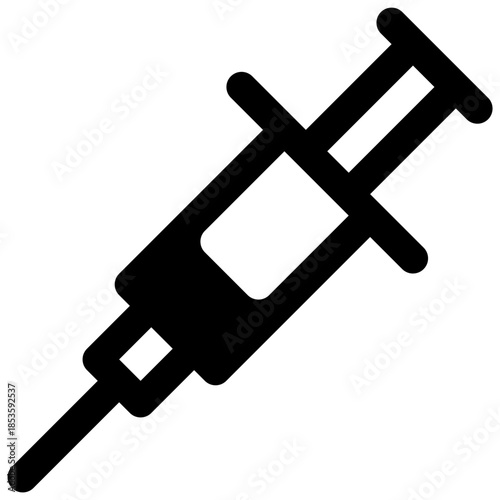 Vaccine. Outlined stroke vector icon with black-filled details.