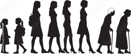 Silhouettes showing human life stages from child to elderly