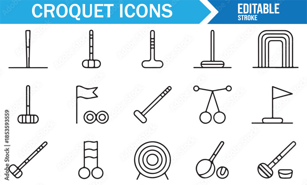 Obraz premium Sports tournament croquet icon collection