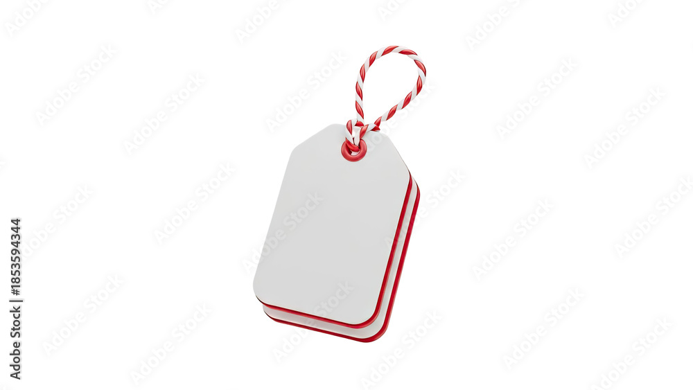Fototapeta premium Blank White Tag with Red String - Mockup Template