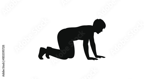 Принти на полотні A striking black form of a person in a crawling position a compelling silhouette