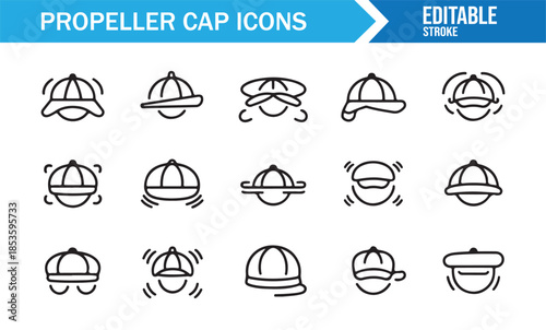 Modern thin line propeller hat icon set