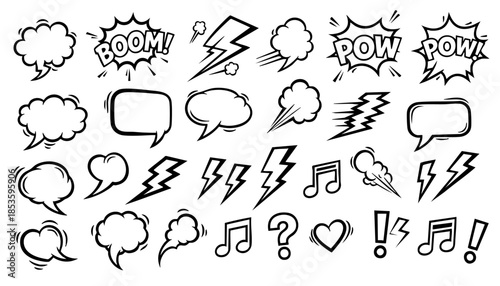 Collection of comic book speech bubbles and sound effects, Comic Book Sound Effects - Collection of vintage comic book speech bubbles and sound effects