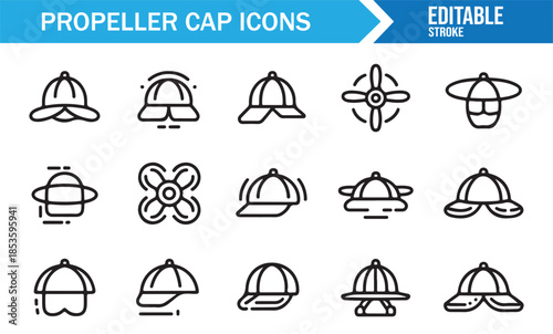 Playful headwear and propeller cap symbol collection