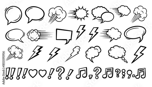 Collection of comic book speech bubbles and sound effects, Comic Book Sound Effects - Collection of vintage comic book speech bubbles and sound effects