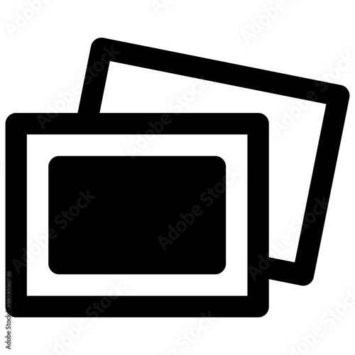 Pictures. Outlined stroke vector icon with black-filled details.
