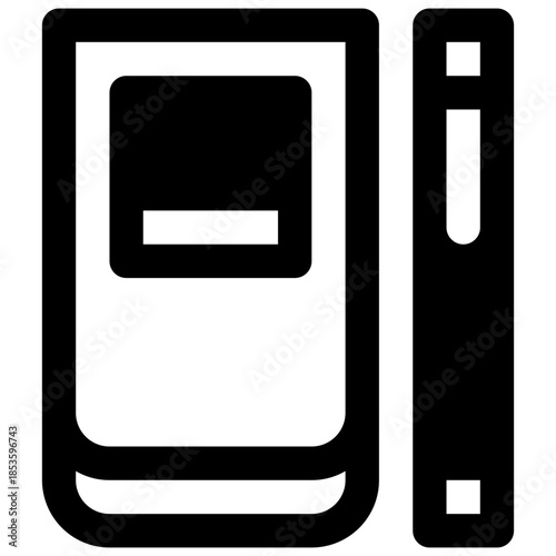 Notepad. Outlined stroke vector icon with black-filled details.