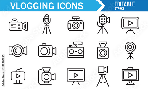 Video blogging and streaming interface icons