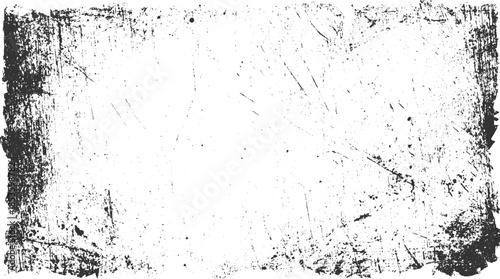 Black and white textured grunge background with distressed edges and scattered speckles