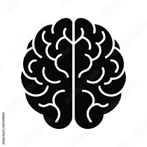 Human Brain Outline Icon Vector Illustration