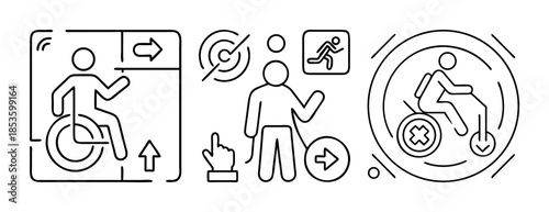 Accessibility and navigation line icons for digital design elements