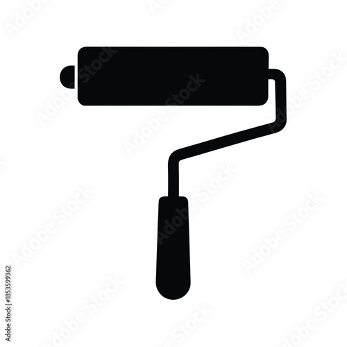 Paint Roller Silhouette Icon Vector Illustration
