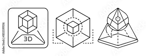 Abstract 3d geometric shapes collection for design, engineering, modeling