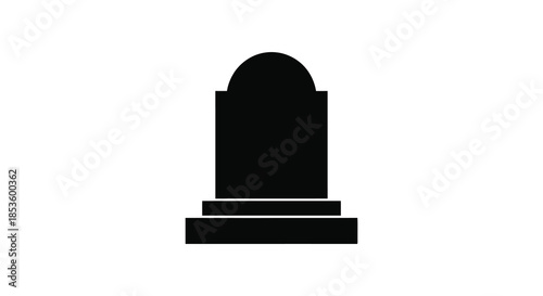A stark black tombstone stands isolated against a white background a powerful visual silhouette