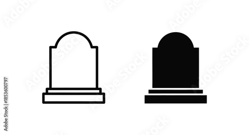 A stark representation of two tombstone designs in contrasting styles a black silhouette