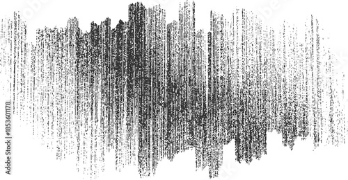 Dark gray vertical textured brush strokes on white background abstract grunge