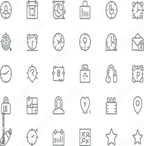 Time Management Icon Collection: A meticulously curated assembly of icons embodying the essence of time management, ideal for web and print applications. Representing clocks, calendars, and schedules.