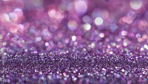 Vibrant Purple Glitter Sparkle with Dreamy Bokeh Lights Abstract Background.