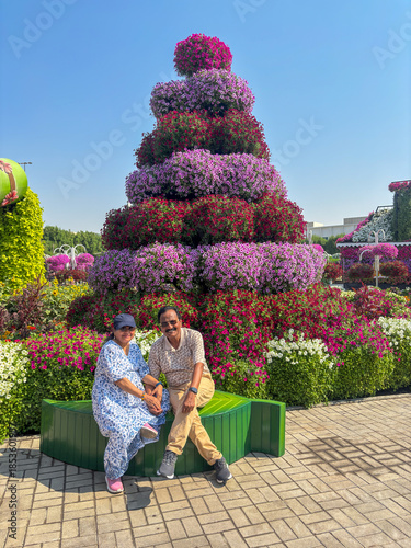 Pretty couple is enjoying in Miracle garden Dubai
