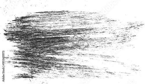 Black brush stroke texture on white background with scattered dots abstract chalk