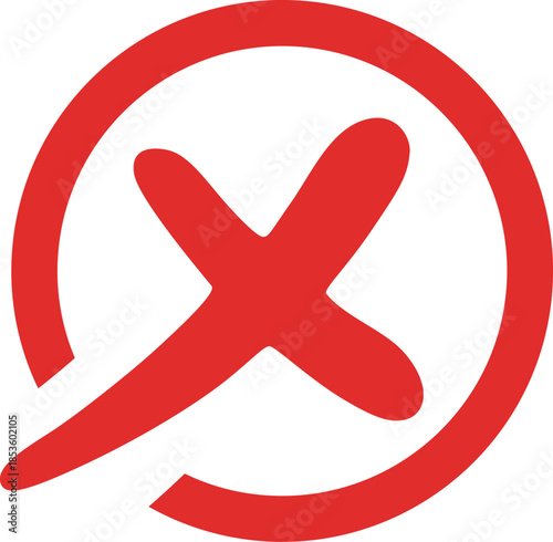 Red cross rejection symbol icon