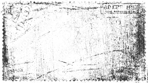 Distressed black and white textured background resembling old postage stamp grunge vintage