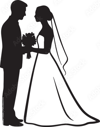 Silhouette of a bride and groom
