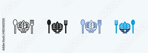 vegetarian meal multiple style iconcollection