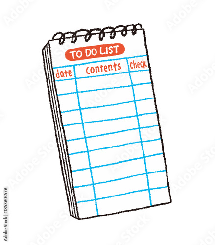 To Do リストのメモ帳イラスト（タスク管理・文房具）