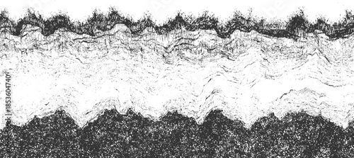 Black and white abstract textured wavy lines and speckles background