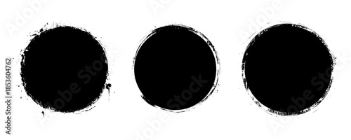 Vector set of hand painted circles for backdrops. Monochrome artistic hand drawn backgrounds. Hand drawn stains round shape set. 