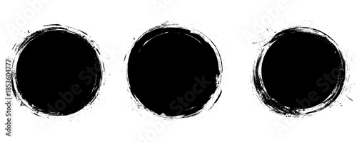Grunge circles, brush strokes. Paint textures, dry brush effect. Vector illustration 