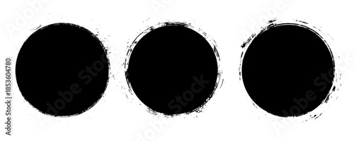 Grunge circles, brush strokes. Paint textures, dry brush effect. Vector illustration 