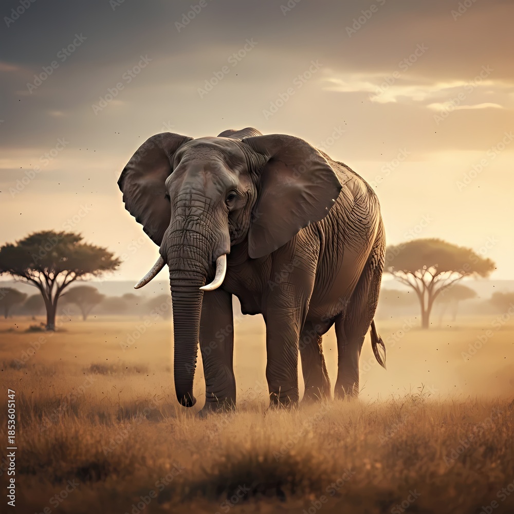 Fototapeta premium Elephant Symbolizing Wisdom, Strength, and Stability