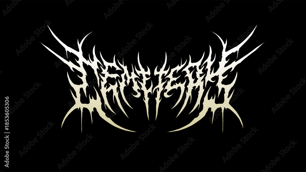 Αυτοκόλλητο Cemetery typography vector in symmetrical shapes dark metal custom lettering sty