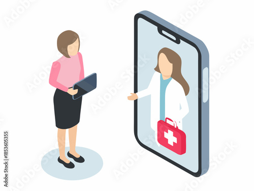 Telemedicine concept a woman consulting with a doctor via a smartphone
