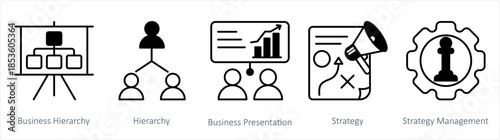 A set of 5 business icons as business hierarchy, hierarchy, business presentation