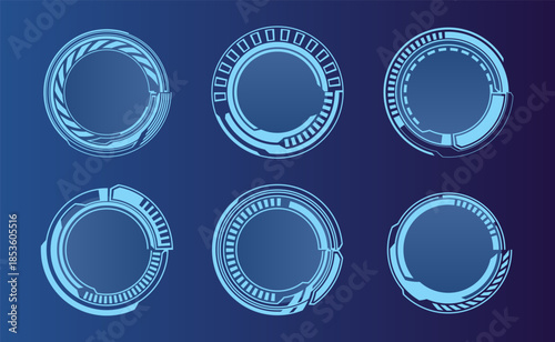 Futuristic round frames for interface. Digital technology design. Abstract digital technology background.