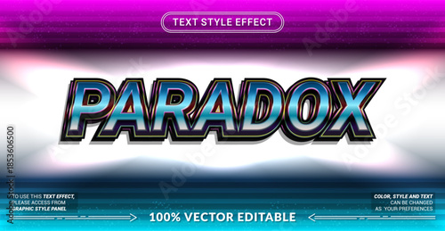 Editable text effect vector “Paradox” presents mysterious bold lettering with dark atmosphere and surreal vibes, ideal for thriller posters, abstract concepts, and dramatic visual designs.
