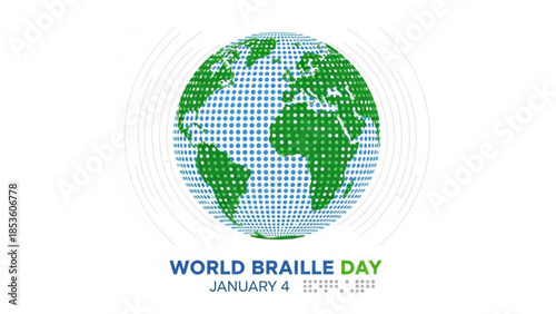 World braille day january 4th global awareness earth illustration