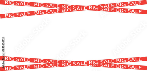 Red big sale ribbons isolated on transparent background