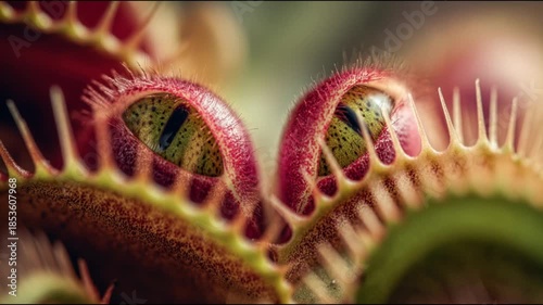 Striking close-up of a Venus flytrap, showcasing its predatory beauty in nature