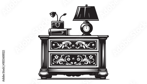black color furniture silhouette vector illustration, solid white background