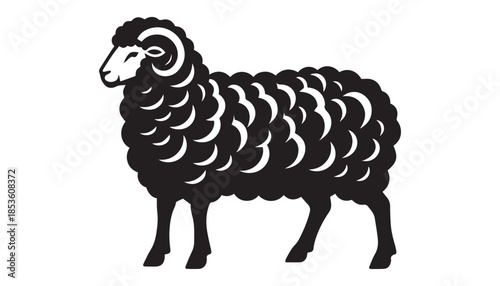 black color sheep silhouette vector illustration, solid white background