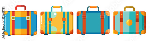 Colorful suitcases ready for family vacation travel adventure