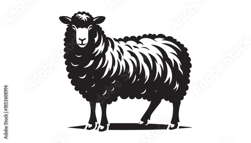 black color sheep silhouette vector illustration, solid white background