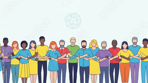 Diverse group of people standing together in unity