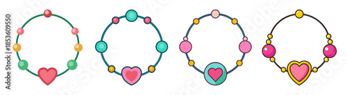 Charming bracelets with heart charms and colorful beads