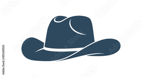 A classic western cowboy hat design presented as a striking dark and bold silhouette