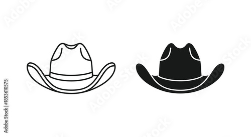 Two distinct cowboy hats displayed side by side showcasing classic western wear silhouette